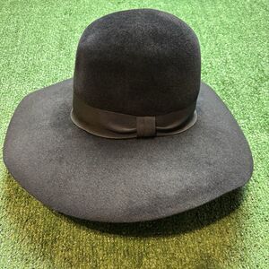 DOLCE & GABBANA Hat Black Rabbit Fedora Trilby Women Cappello SZ 56 / S NWOT